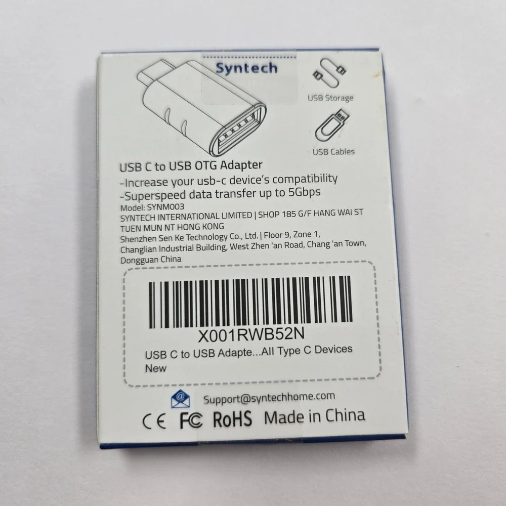 Syntech USB C to USB OTG Adapter Superspeed 5Gbps Model SYNM003 New